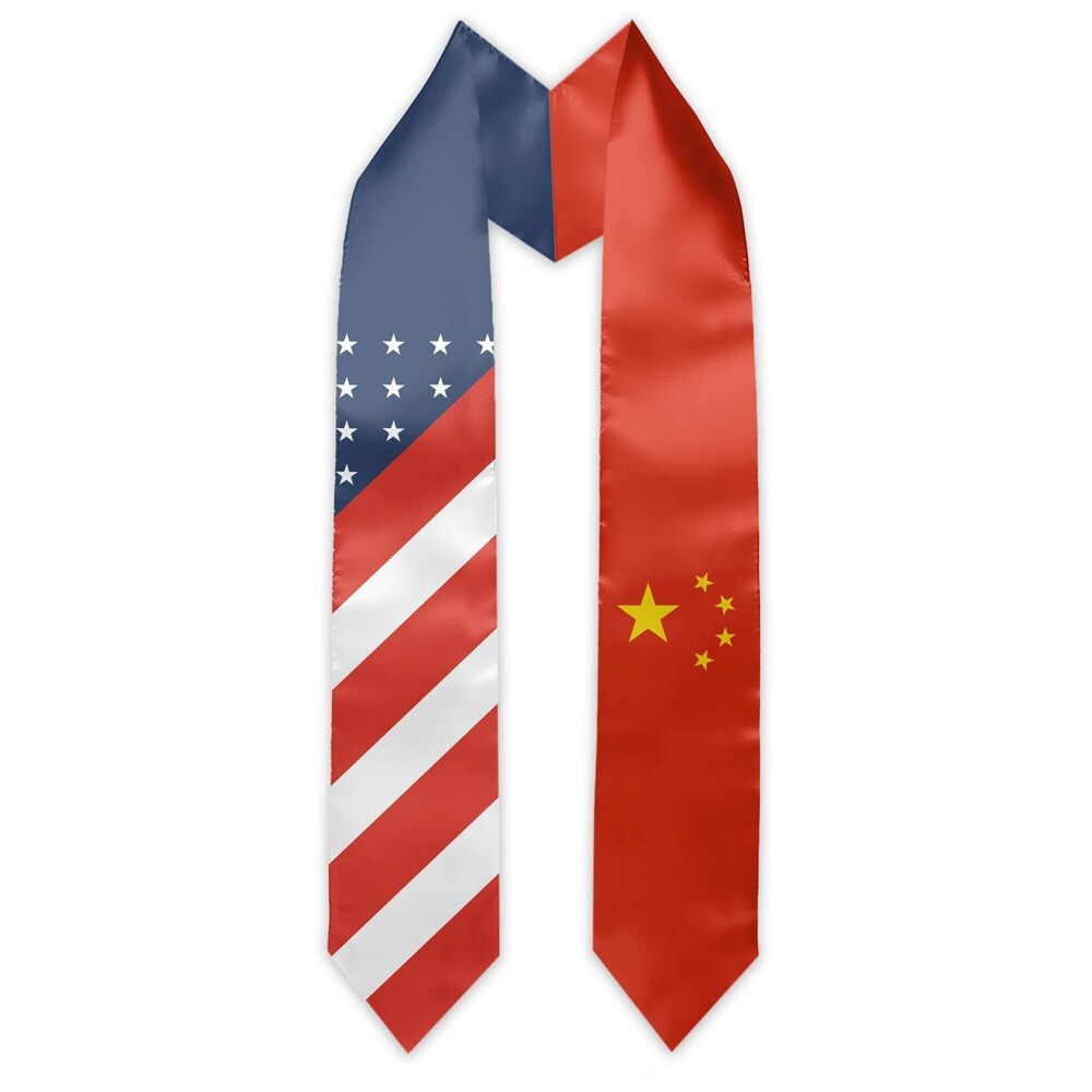 9552 China Flag and USA Country Flag Graduation Stole Graduation Sash Scarf